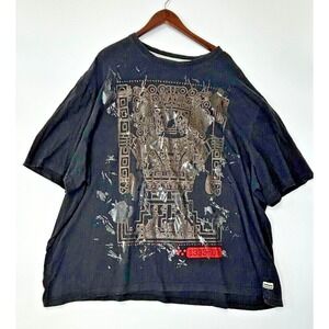 Sean John 4XB Graphic Shirt Y2K Black Cotton Textured‎ Spray Paint Grunge Tee